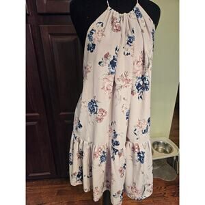 FORE COLLECTION Open Back Halter Floral Slip Dress XL